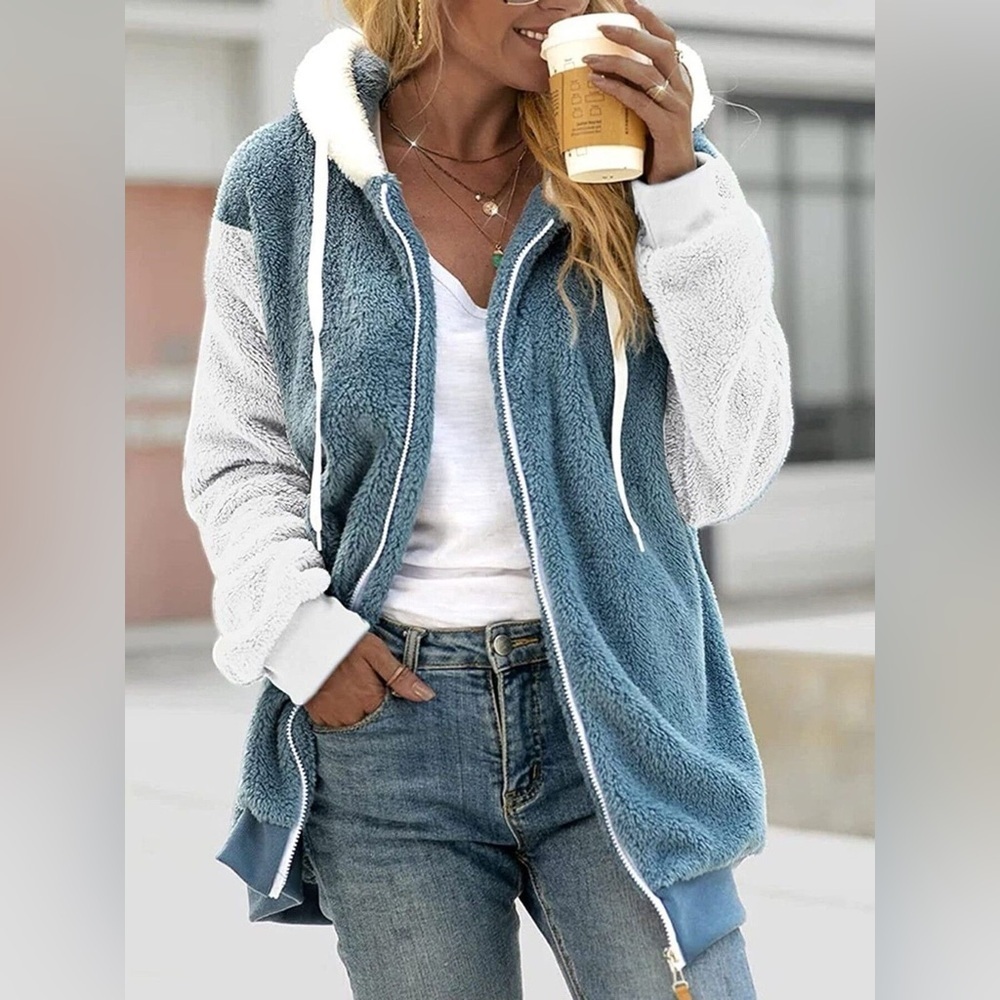 Full Size Fleece Zip-Up Hooded Outerwear Plus Size